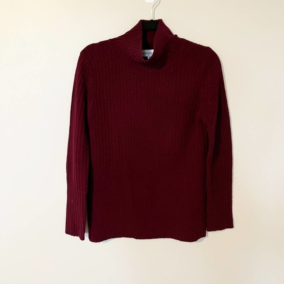 Something navy heathered burgundy mock / turtleneck wool cashmere sweater small - Picture 1 of 8